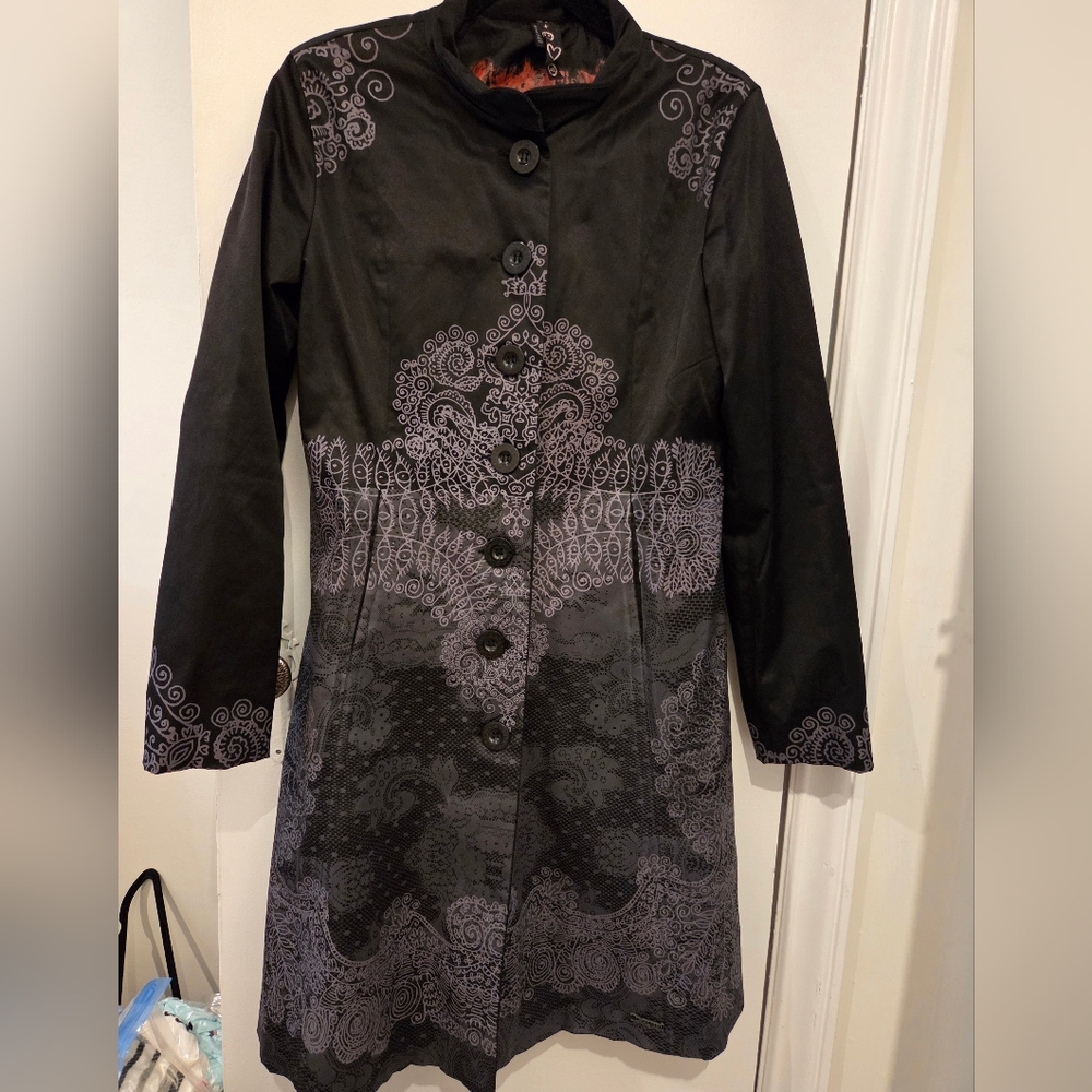 Desigual Black and Gray Long Sleeve Dress